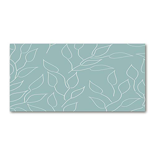 Crédence de cuisine verre trempé 100x50 cm Tulup bleu splashback motif feuilles