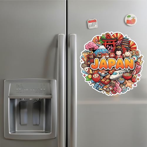 Image of Souvenir Fridge Magnet | 4x3 Inch Collectible Travel Decor | Strong & Durable Refrigerator Magnet with Iconic Landmarks for Travelers (Japan)