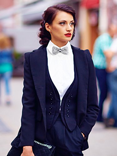 2 Pieces Rhinestone Bow Ties Banquet Bowties Men's Pre-Tied Bow Ties For Wedding And Parties (Black And Silver) #TOP4