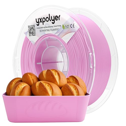 YXPOLYER PLA Filament Food Grade 1.75mm 1kg for 3D Printing, Food Safe 3D Printer Filament AMS-Compatible, Pastel Pink