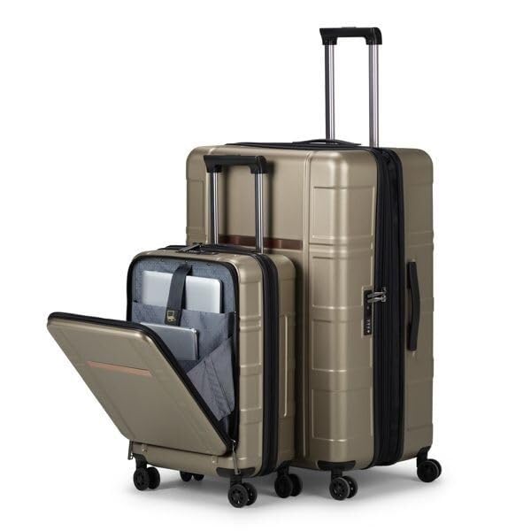 Stylish Khaki Expandable Luggage Set - 2 Piece Durable Spinner Trolley for Travel2