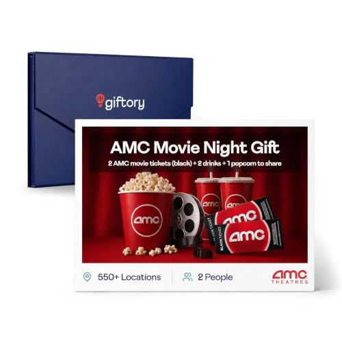 Giftory AMC Movie Night Gift for 2 - Tickets Drinks & Popcorn - Experience Gift Box for Couples - Perfect for Birthdays - 530+ Locations - NATIONWIDE