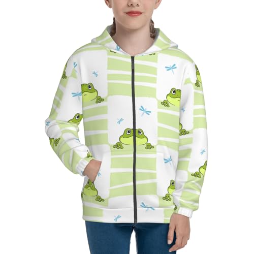 Frogs and Dragonflies Kid Hoodies Boys Zip Up Sweatshirts Girls Pullover with Pocket3