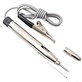 Honseadek Kfz-Spannungsprüfer, 6 V, 12 V, 24 V, Gleichstrom, Wechselstrom, mit digitaler LED-Anzeige für Autoreparatur und Prüfung elektrischer Systeme (Silber)