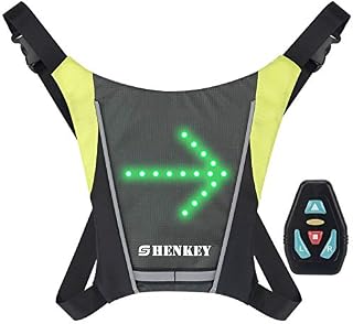 SHENKEY LED Turn Signal Vest,LED Reflective Vest with Direction Indicator - Remote Control, Turning Lights, Waterproof, USB Rechargeable,Easy Installation for Cycling Safety Warning Light