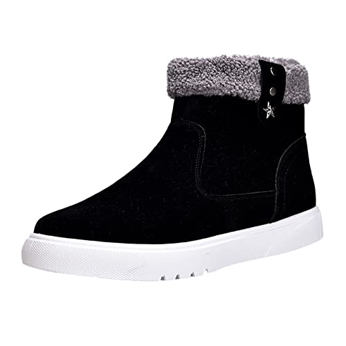 Zapatos De Hombre De Invierno Zapatos De Hombre Con Cremallera Lateral Alta Zapatos Casual Deportivos Invierno Botas De Nieve De Felpa Calientes Botas, Negro , 44 EU