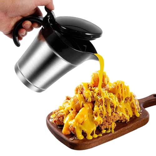Salsiera Per Sugo,Salsiera con Coperchio 450ml Antigoccia - Pentola per Salsa in Acciaio Inossidabile | Per Buffet, Insalate, Riunioni, Feste, Cucina, Catering, Hotel E Ristorante