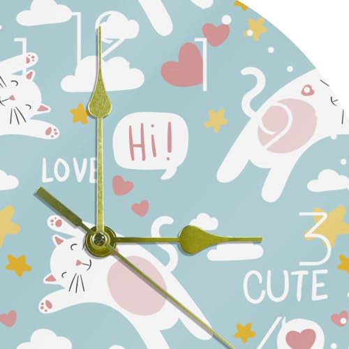Horloge moderne en acrylique design épuré motif chat mignon - 3