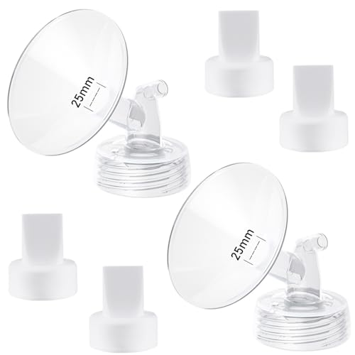 Image of 6 Piece Pump Part Set, 2pcs 25mm Flange and 4pcs Duckbill Valve Compatible with Spectra S1 S2 S9 Plus Synergy Gold Breast Pump, for Spectra Accessories Replacement