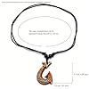 coadipress Hawaiian Fish Hook Pendant Necklace Vintage Maui Beach Sufer Maori Tribal Necklace Hemp Cord Adjustable Chain Protection Amulet Tortoise Shark Necklaces for Men Women, Middle, Alloy Steel #4