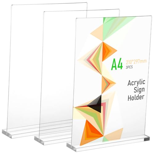 Présentoir de table acrylique porte-menu transparent polyvalent résistant lot de 3