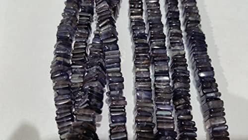 Iolite flat square perles naturelles bleu violet pour bijoux symboliques - 4