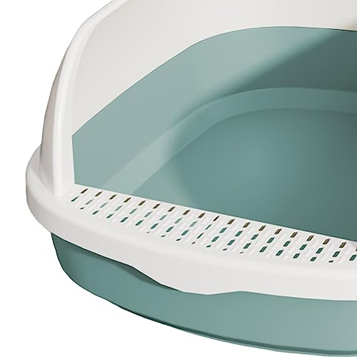 Bandeja sanitaria para gatos con borde alto y pedal de criba azul miniatura 2