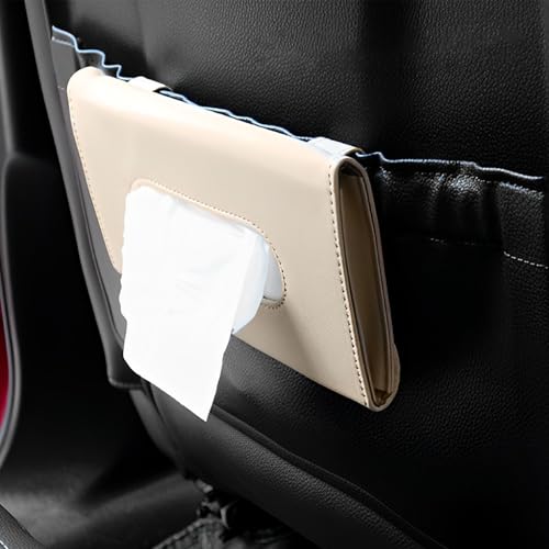 FGXY Beige Auto Tissue Halter, Taschentuchbox, Maskenhalter, Taschentuchbox Auto Maskenhalter für Sonnenblende, PU Leder Tissue Box Halter, für Auto Sonnenblende Auto Rücksitz Autozubehör