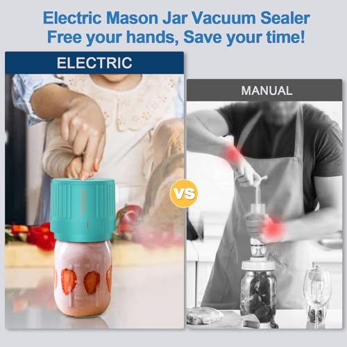 Electric Mason Jar Vacuum Sealer Kit for Wide Mouth and Regular Mouth Mason Jar - Green