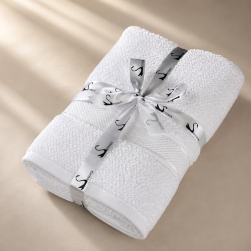 Image of SENSES By Riba Cotton Towels for Bath 550 GSM - White, 1 Pc | Super Soft, Large Size, Absorbent, Lightweight, Antimicrobial, Low Linting