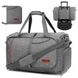 Canway 40L Foldable Duffle Bag for Travel Men & Women Carry On 22'x14'x9' Airline Approved, Small Luggage Overnight Bag with Shoe Compartment, Water-Resistant Gym & Sports Bag