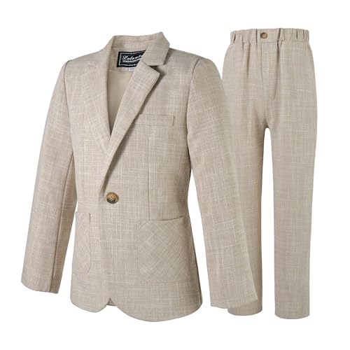 LOLANTA 2 Pièces Garçons Smoking, Blazer et Pantalon, Vêtements pour Enfants Ensemble de Costume Mariage, Kaki, 11-12 Ans, 160