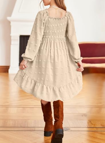 blibean Girls 2025 Fall Dresses Long Sleeve Polka Dots Pockets Dress Size 6-15 Years3