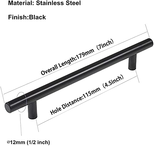 Image of homdiy Black Drawer Pulls Cabinet Handles 10Pack - HD201BK Cabinet Door Handles 4-1 /2 in Hole Centers Cabinet Hardware Modern Cabinet Pulls for Kitchen Cabintes