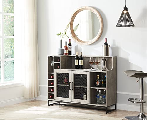 Home Source Concrete Accent Bar Cabinet With Mesh Door #TOP20