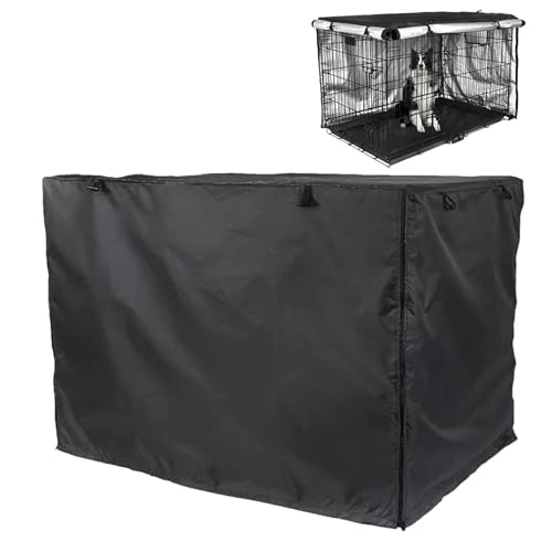犬のケージカバー - 犬小屋のカバー、布箱のカバーシルバーコーティングケージカバー 犬小屋のカバー換気窓、犬用の防水ジッパー接続クレートフィッティング、子犬