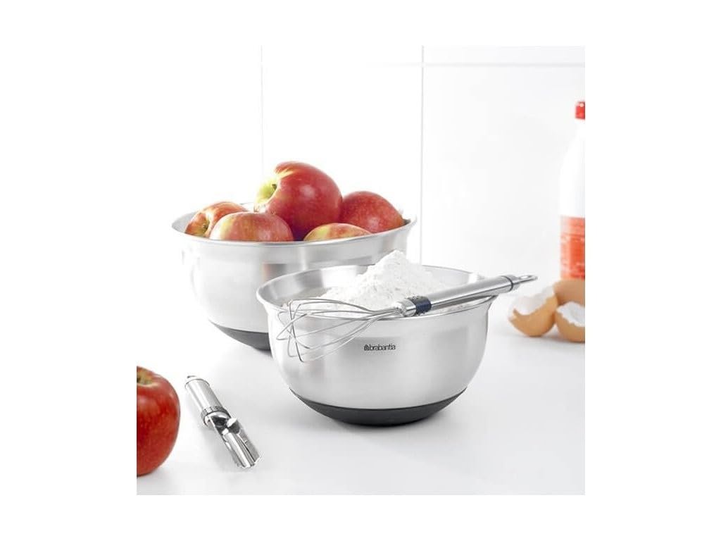 Brabantia 363849 - Cuenco, 1,6 l, Acero Mate, Base Color Negro