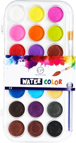 Creativity Point Watercolour Paint Set 21 Colours with 1 Paint Brush & with the Mixing Palette Watercolour Paint for Kids Artists Beginners Students Hobbyists Adults School