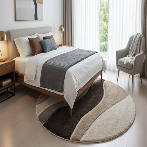 Image of Vintage Threads (New Leher 4x4 Ft Shaggy Carpet for Living Room & Bedroom | Ultra Soft Plush Long Pile Rug | Thick Fluffy 3D Modern Floor Carpet | Cozy Luxury Home Decor Rug