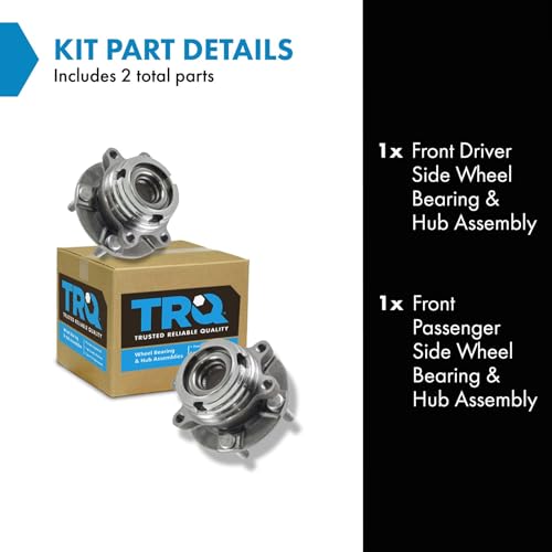 Image of TRQ Front Left and Right Wheel Bearing and Hub Assembly Set 2 Piece Compatible with 2003-2007 Nissan Murano 2004-2009 Quest