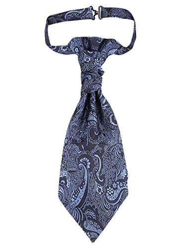 WANYING Uomo Cravatta Plastron Pre-legata Pre Annodata con Chiusura a Gancio Regolabile Plastron Cravatta Larga Cravatta da Sposa - Motivo Paisley Blu scuro