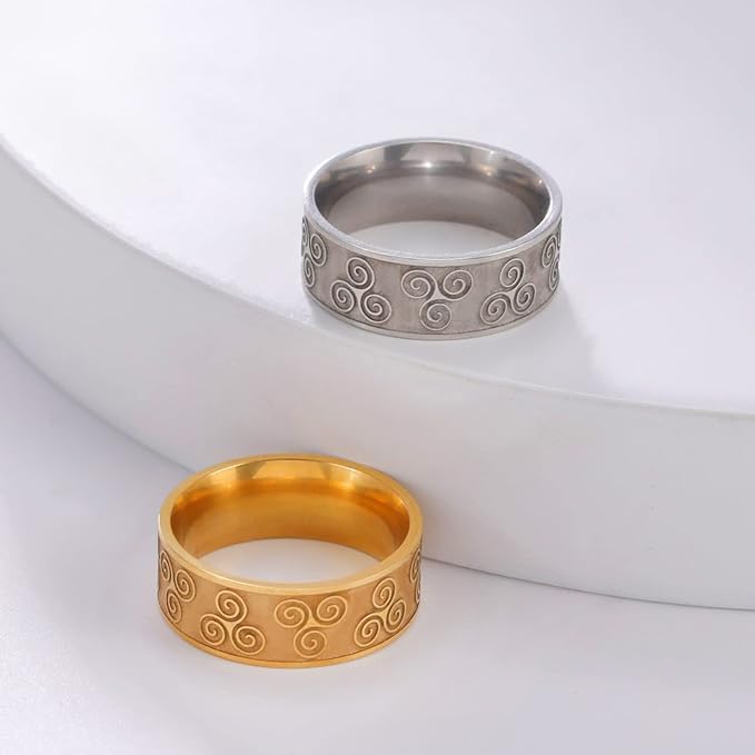 Celtic Triskelion Ring for Men, Triskele Symbol Celtic Spiral Knot Ring of Irish Triskelion Stainless Steel Mens Promise Wedding Rings Jewelry - Image 5