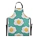 Delantal de cocinero de Chef de desayuno delicioso de huevos fritos, delantal de zapatero ajustable de 88x68 cm, delantales de gota de agua para hombre para asar a la parrilla para hombres y mujeres