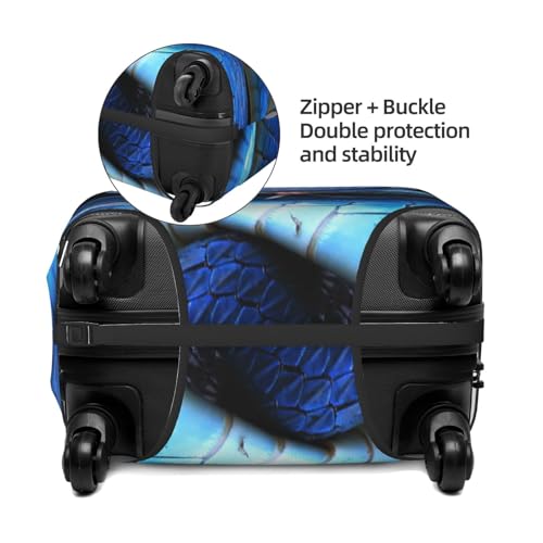 Blue Viper Snake Print Luggage Cover For Suitcase,Washable Elastic Travel Suitcase Protector With Zipper Closure And Bottom Buckle – Fits 18-32" Luggage-Medium2
