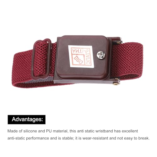 Image of MECCANIXITY 2Pcs Anti Static Wrist Strap, ESD Antistatic Bracelet Adjustable Cordless with Spare Bracelet for Computer Electronics Repair Maroon Red
