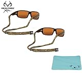 Chums Original Cotton Camoflauge Eyewear Retainer Sunglass Strap | Adjustable Eyeglass & Sports Glasses Holder Keeper Lanyard | 2pk Bundle + Cloth, Realtree Xtra