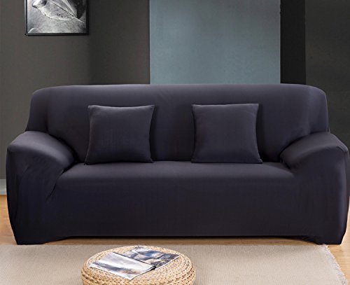 Cornasee Housse de canapé Extensible 3 Places avec accoudoirs,Revêtement de Canapé (Noir,3 Places) - Image 4