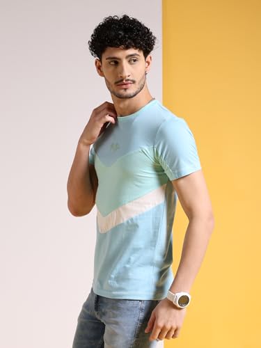 Image of The Indian Garage Co Men Drop Shoulder Loose fit Colourblocked Round Neck Tshirt