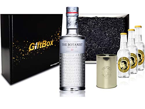 Gin Tonic Set Giftbox Geschenkset - The Botanist Islay Dry Gin 0,7l 700ml (46% Vol) + 3x Thomas Henry Tonic Water 200ml inkl. Pfand MEHRWEG + Becher -[Enthält Sulfite]