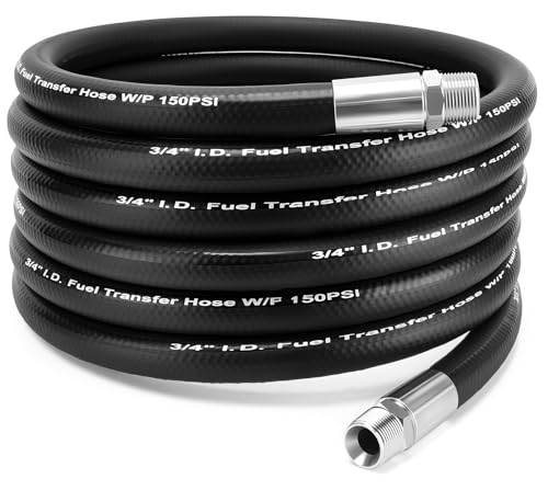 Fuel Transfer Hose 3/4 Gas Pump Hose 20FT for Gasoline Dispensing Diesel Biodiesel Kerosene Petroleum Oils