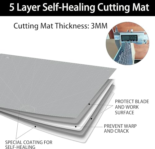 Headley Tools Thickened 36 x 48 Inch Self Healing Sewing Cutting Mat, A0 Rotary Cutting Sewing Mat for Crafts, Double Sided 5-Ply Table Cutting Board for Fabric Quilting Leather Hobby, (Grey/Black) by Headley Tools - Image 2