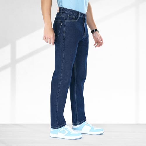 Image of Men's Straight Fit Stylish Non Stretch Mid Rise Pure Cotton Crafted with Premium Fabric Relaxed Jeans Available in Variety of Colour