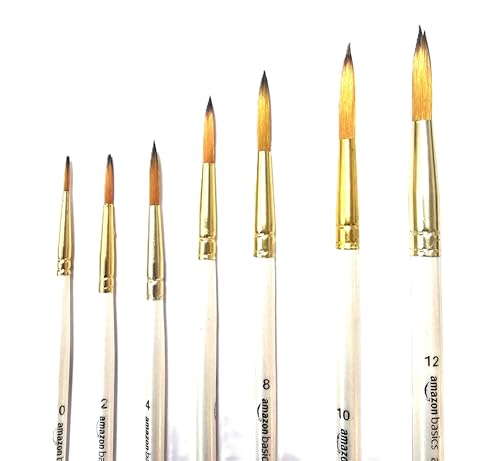Image of amazon basics 7pc Artist Paintbrush Set for Acrylic,Watercolor & Gouache Painting for Beginners and Professionals (Round)