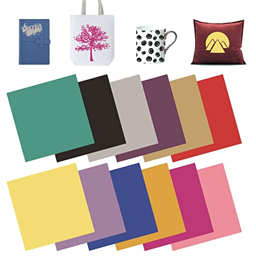 12 Feuilles De Infusible Ink Papier Transfert Papier Sublimation 30,5 x 30,5 Cm Papier De Vinyle Thermocollant Convient Pour Le Bricolage De t-Shirts, Tasses, Toile, Sacs Fourre-Tout, Sous-Verres Cover