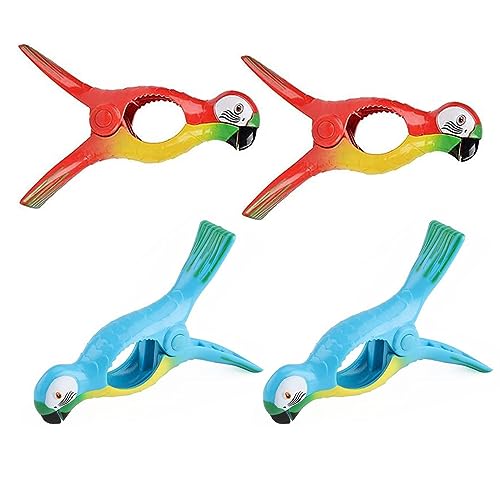 Pinzas para la ropa, pinzas grandes para toallas, pinzas de playa, clips de plástico a prueba de viento, clips para toallas de playa, toallas de baño, ropa de cama y ropa gruesa, forma de loro (4