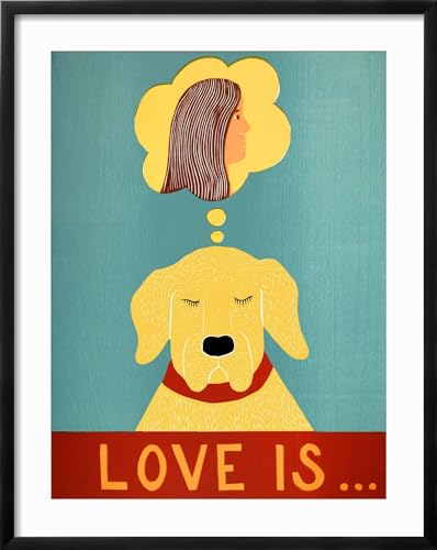 AllPosters Wall Giclee Print Love Is Dog Girl Yellow on Black Frame by Stephen Huneck, 18x242