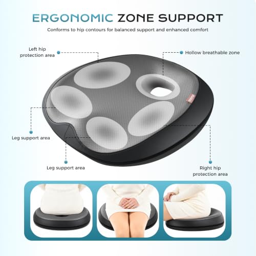 Image of Coverado Car Seat Cushion and One Piece Lumbar Support with Headrest Pillow, Ergonomic Memory Foam Car Back Support, Adjustable Velcro Design Car Neck Pillow, Sciatica Back Neck Pain Relief, Blackgray