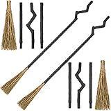 2 Pack 4 Parts Witch Broom Crooked Wizard Broomstick Halloween Witches Costume Prop Accessory Decoration for Men Women Adults Cosplay Costumes