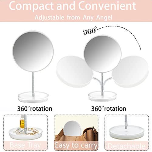 Jasefa 1X/7X Magnifying Makeup Mirror With Stand, Magnified 6" Double Sided Desk Table Mirror，360° Rotation Tabletop Cosmetic Mirror For Traveling,Shaving -White #TOP3