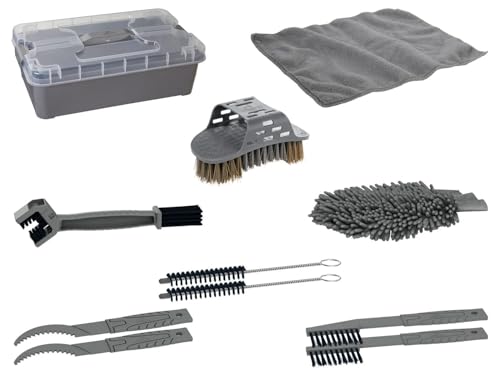 Juego de Limpieza para Bicicletas, Caja de Almacenamiento, Bayeta, Cepillo, Herramienta de Limpieza, Brochas